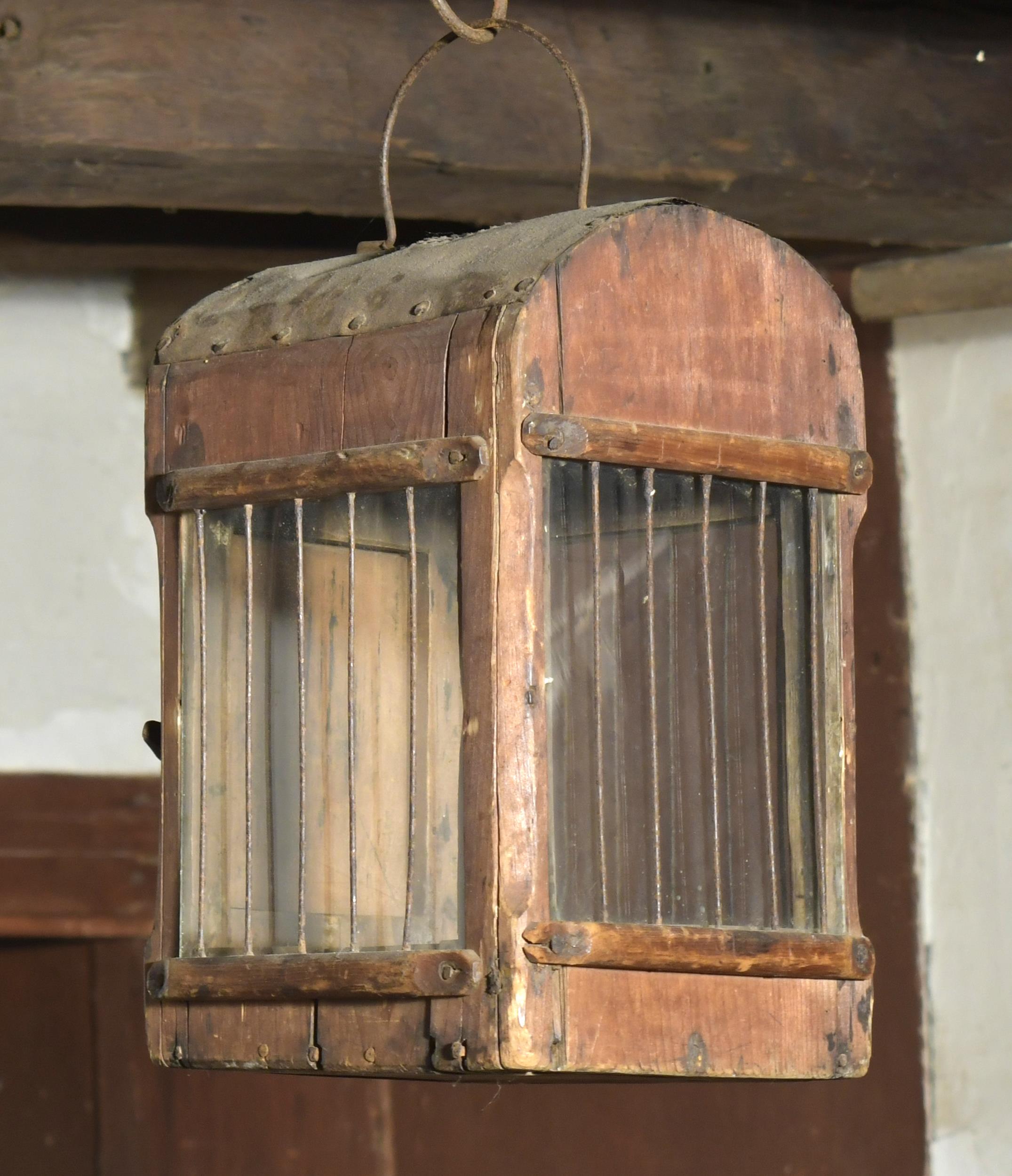 Appraisal: TH C PAINTED CANDLE LANTERN A wire handled top and