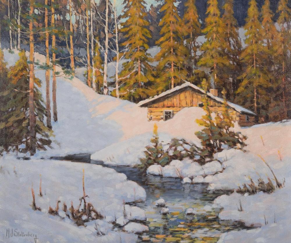 Appraisal: HANS JOHN STOLTENBERG Wisconsin Germany - oil on canvas winter