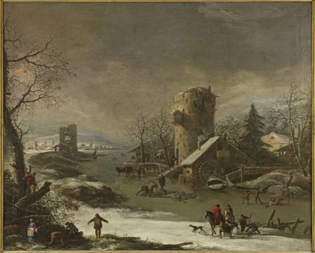 Appraisal: ADAM DE COLONIA DUTCH - A SNOW COVERED RIVER LANDSCAPE