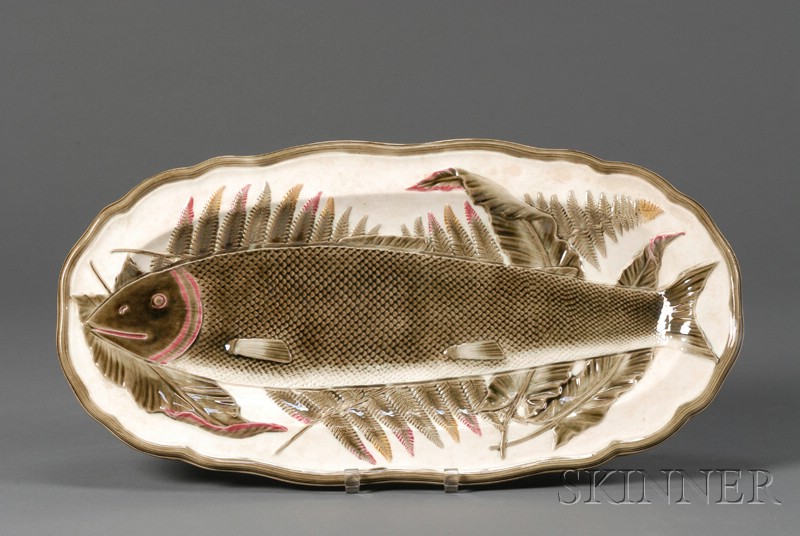 Appraisal: Wedgwood Argenta Majolica Fish Platter England c oval shape with