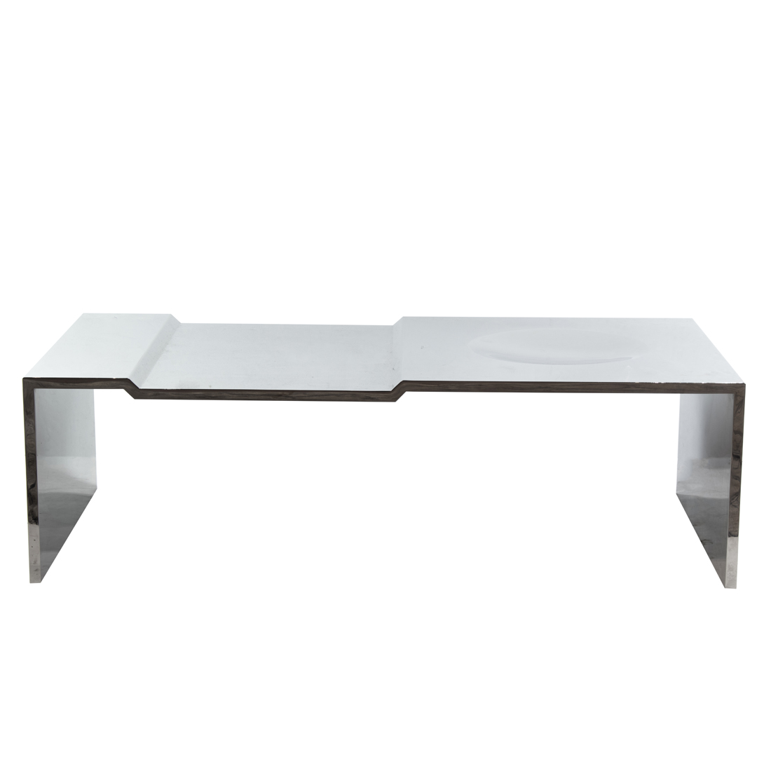 Appraisal: A SEBASTIAN ERRAUZURIZ 'BOWL BENCH' STAINLESS STEEL COFFEE TABLE WITH