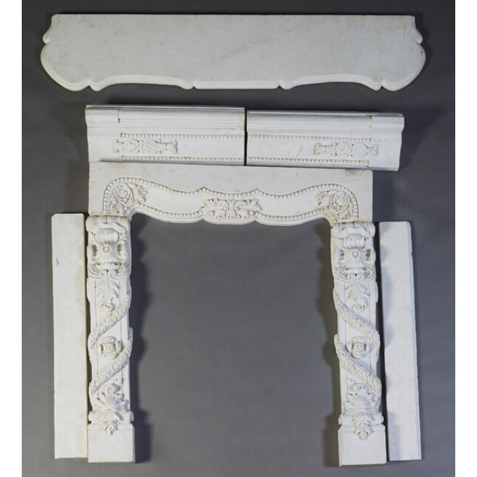 Appraisal: Carved White Marble Fireplace Mantel late th c the ogee