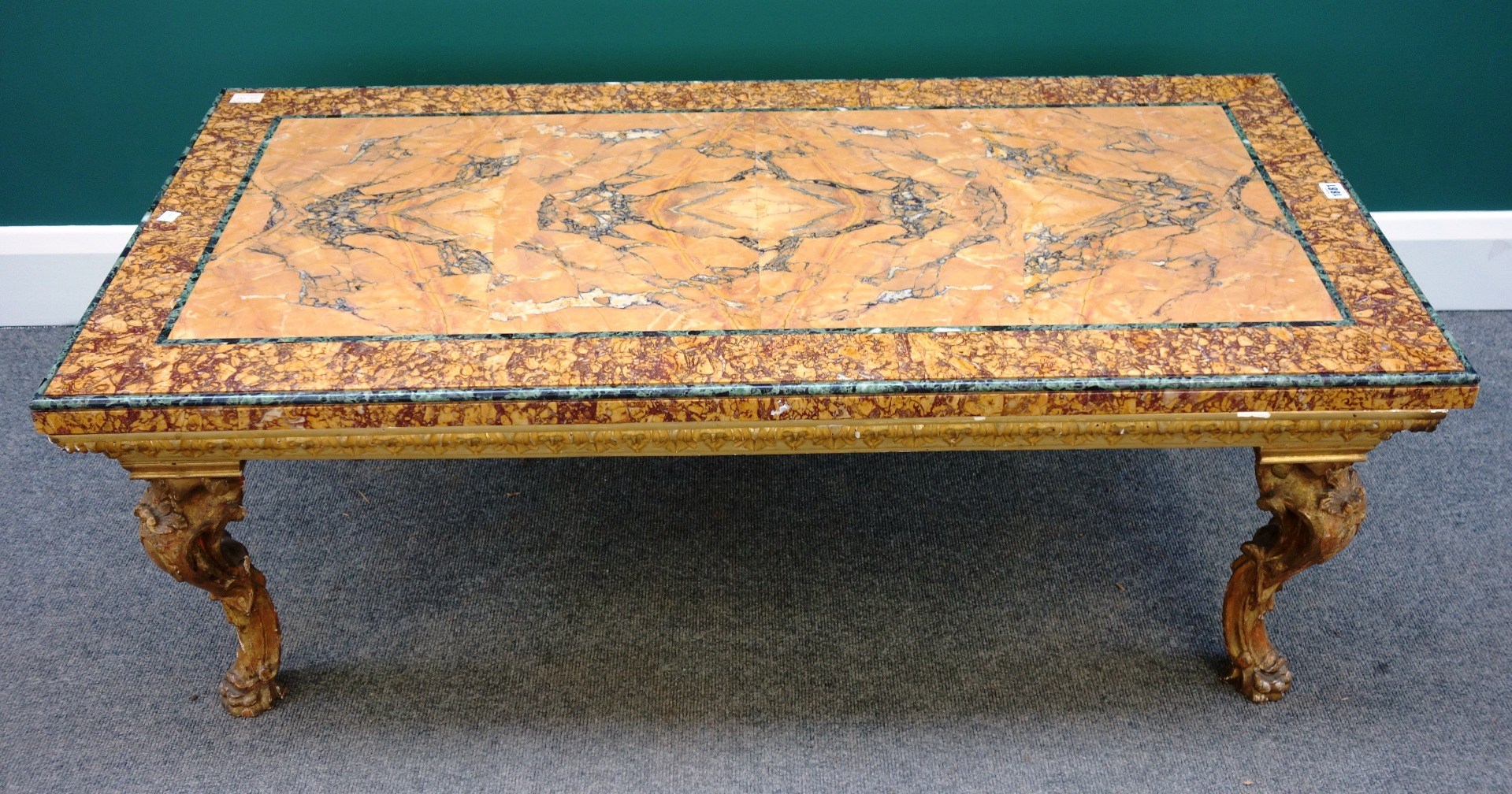 Appraisal: A th century Italian coffee table the rectangular Verde Antico