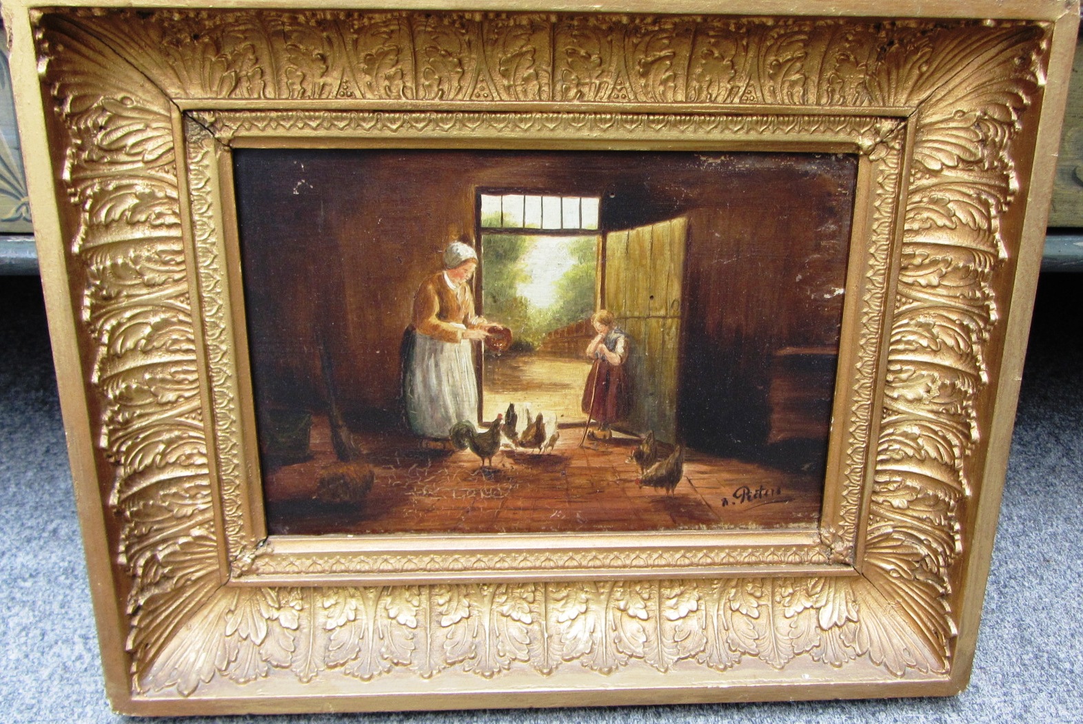 Appraisal: A Pieters late th century Interior scene with figures feeding