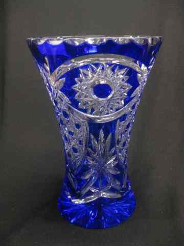 Appraisal: Cobalt Cut-to-Clear Vase coin spot elongated design '' excellent signed