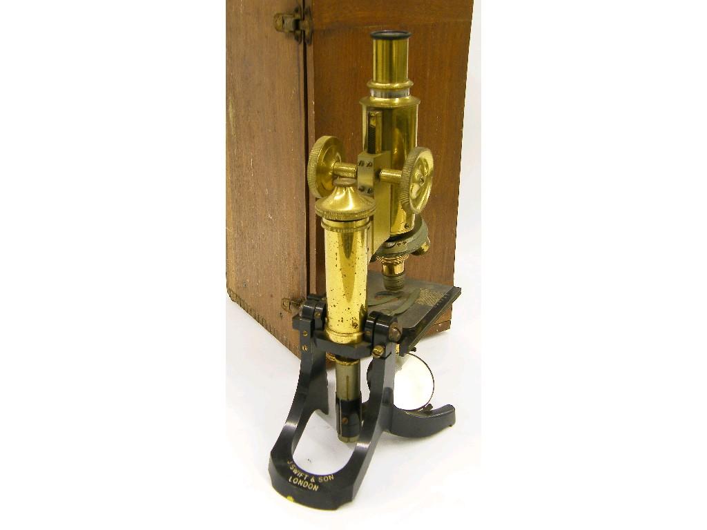 Appraisal: J Swift Son of London brass and black enamelled microscope