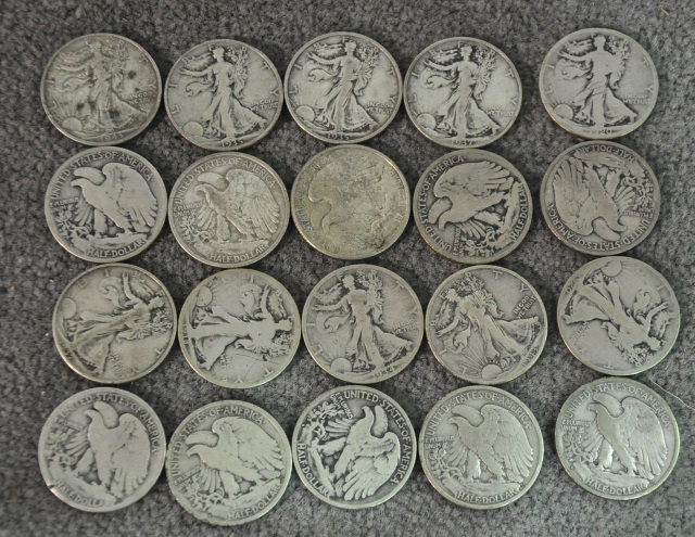 Appraisal: Roll of Circulated Walking Liberty HalvesAll silver various dates mostly