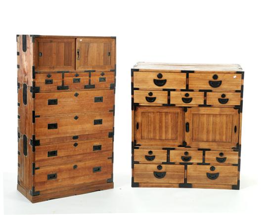 Appraisal: TWO STORAGE CHESTS Probably Korea th century softwood One-piece with