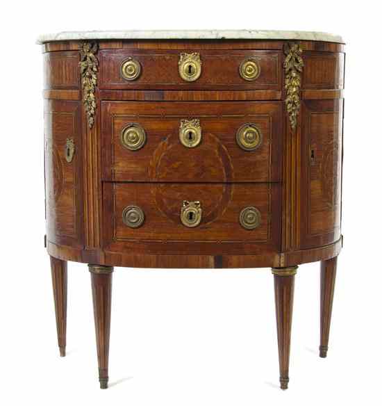 Appraisal: A Louis XVI Fruitwood Parquetry and Gilt Metal Mounted Commode