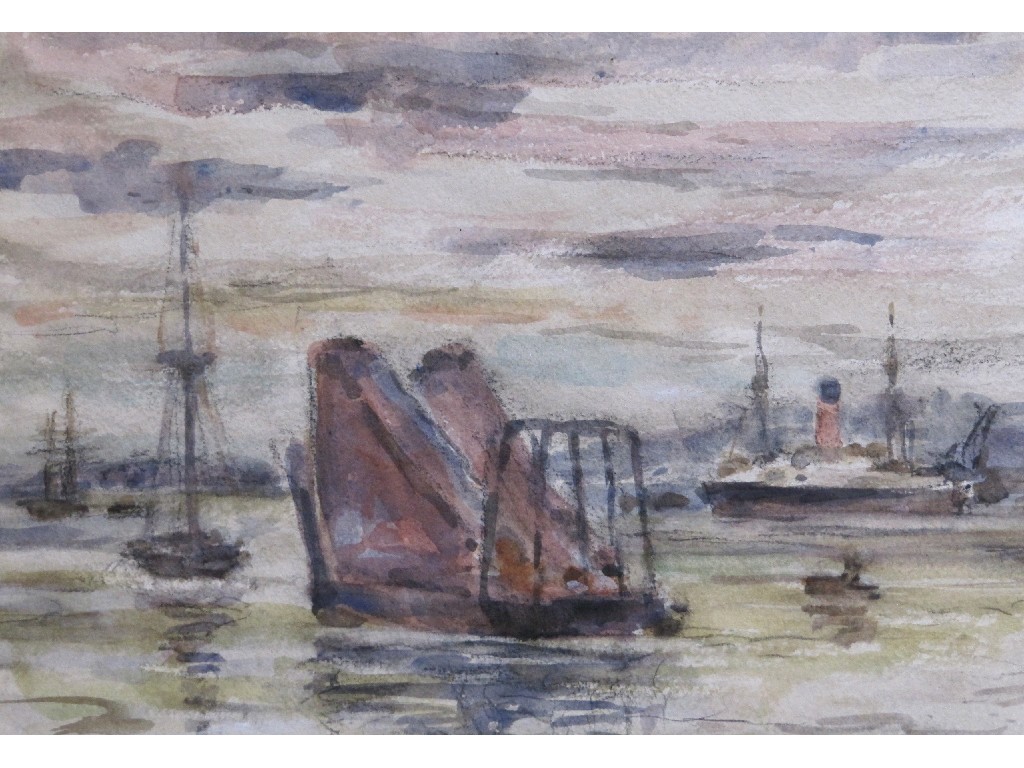 Appraisal: WILLIAM TIMMINS Watercolour 'Dredger on the Clyde' x