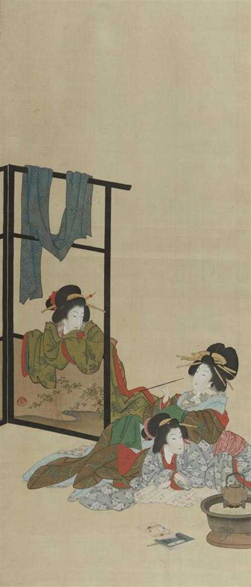 Appraisal: UKIYO-E PAINTING Japan Meiji period x cm India ink and