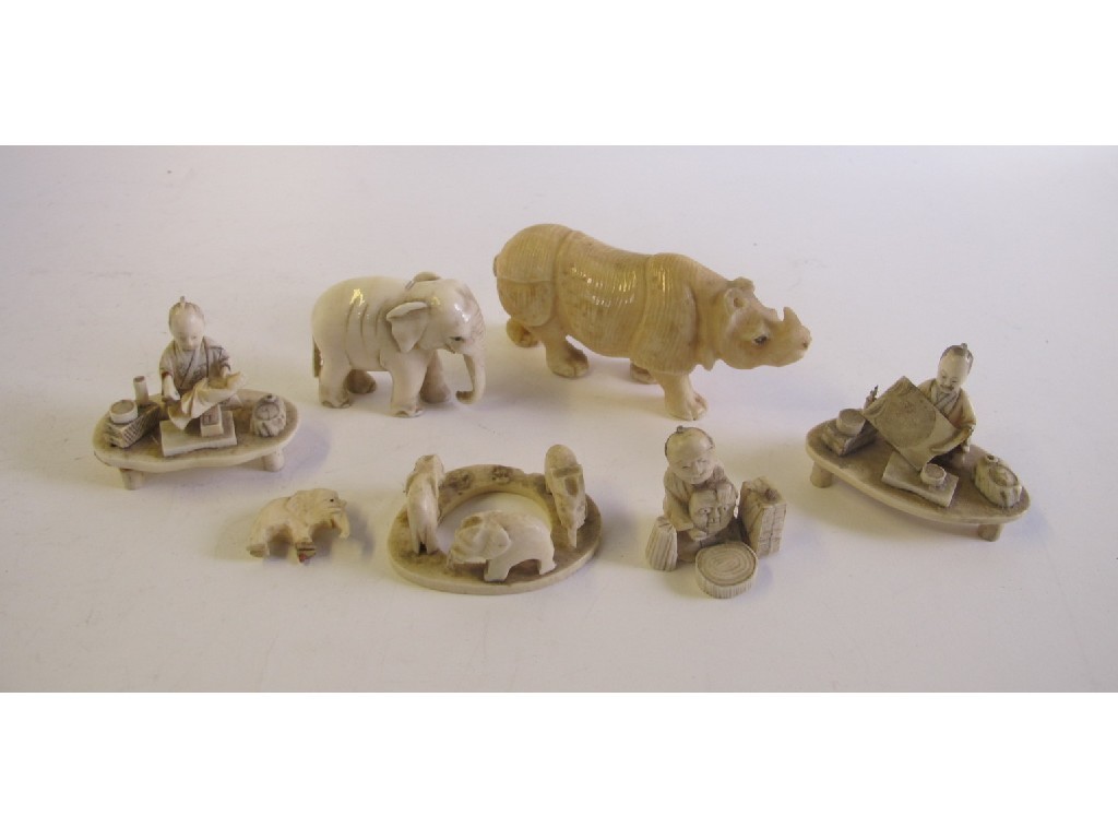 Appraisal: Lot comprising assorted carved ivory figures - People at Work