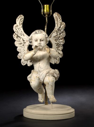 Appraisal: Italian Baroque Carved Polychromed and Parcel-Gilt Wood Figure of a