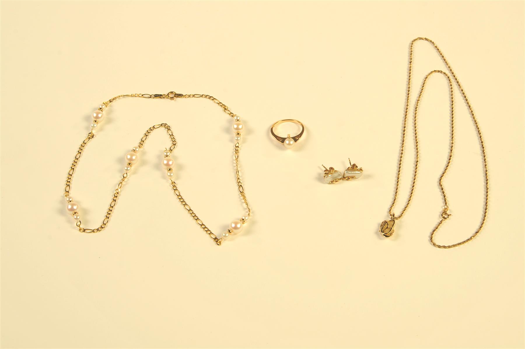 Appraisal: GROUP OF PEARL JEWELRY American th century Two necklaces one