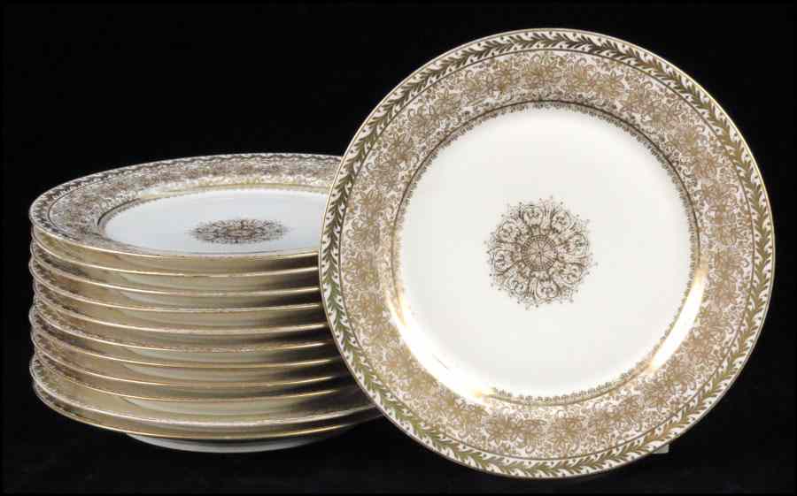 Appraisal: SET OF TWELVE J POUYAT LIMOGES GILT PORCELAIN DINNER PLATES