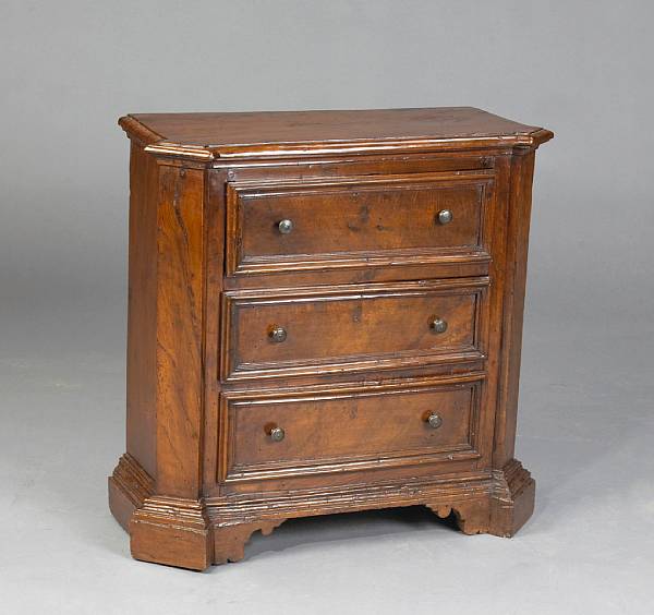 Appraisal: A Northern Italian Baroque walnut commodino first quarter th century