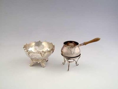 Appraisal: A Victorian miniature brandy saucepan on stand no burner by