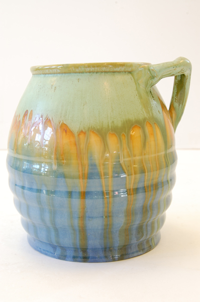 Appraisal: REMUED RIBBED DRIP GLAZED VASE