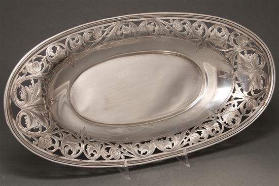 Appraisal: American engraved silver reticulated bread tray The Sweetser Co circa