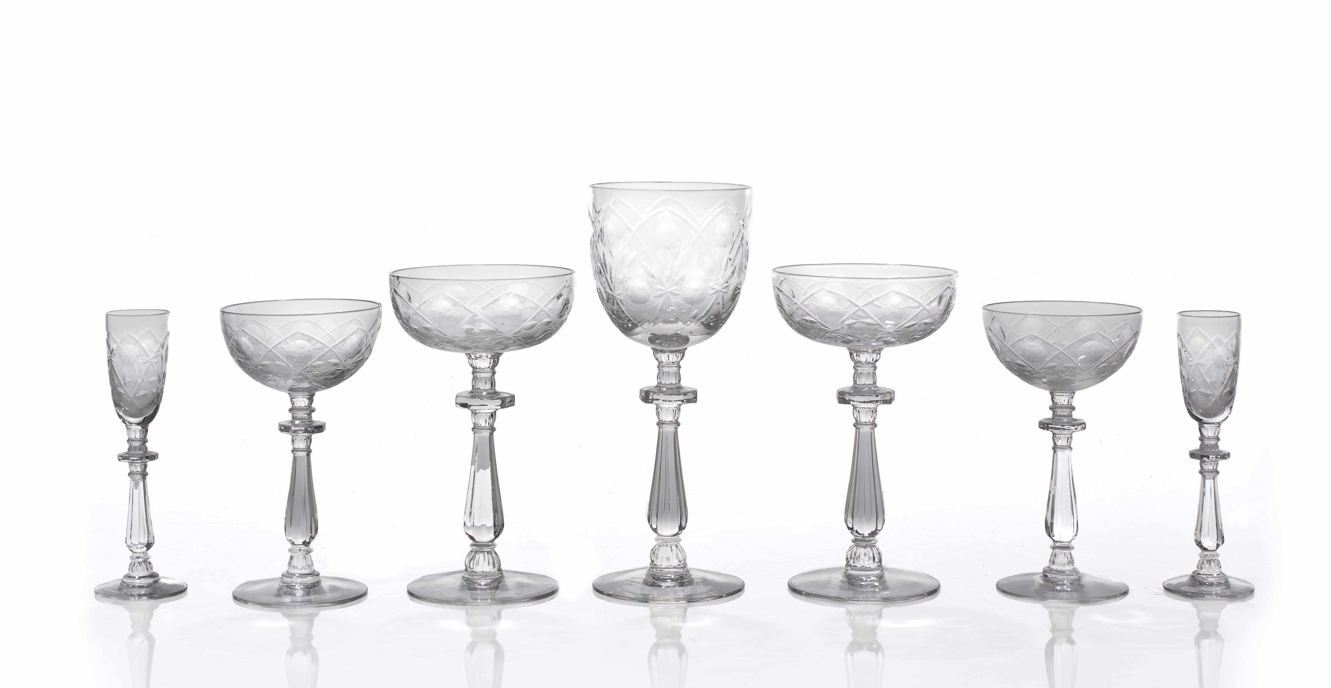 Appraisal: A molded glass part stemware service late th centuryComprising nine