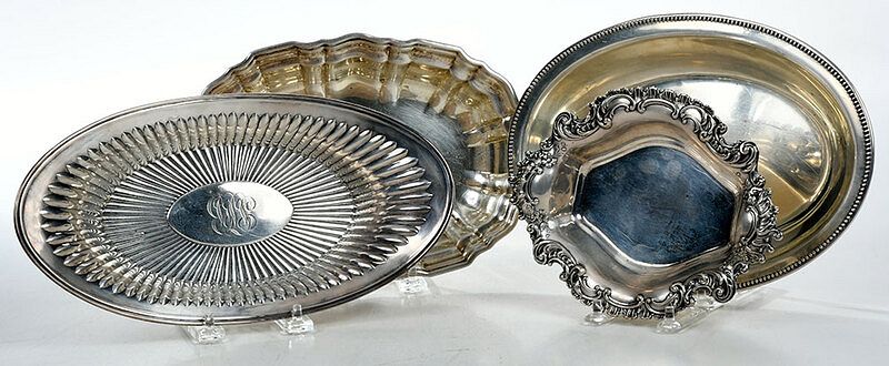 Appraisal: Four Oval Sterling Dishes American th century scroll and bead