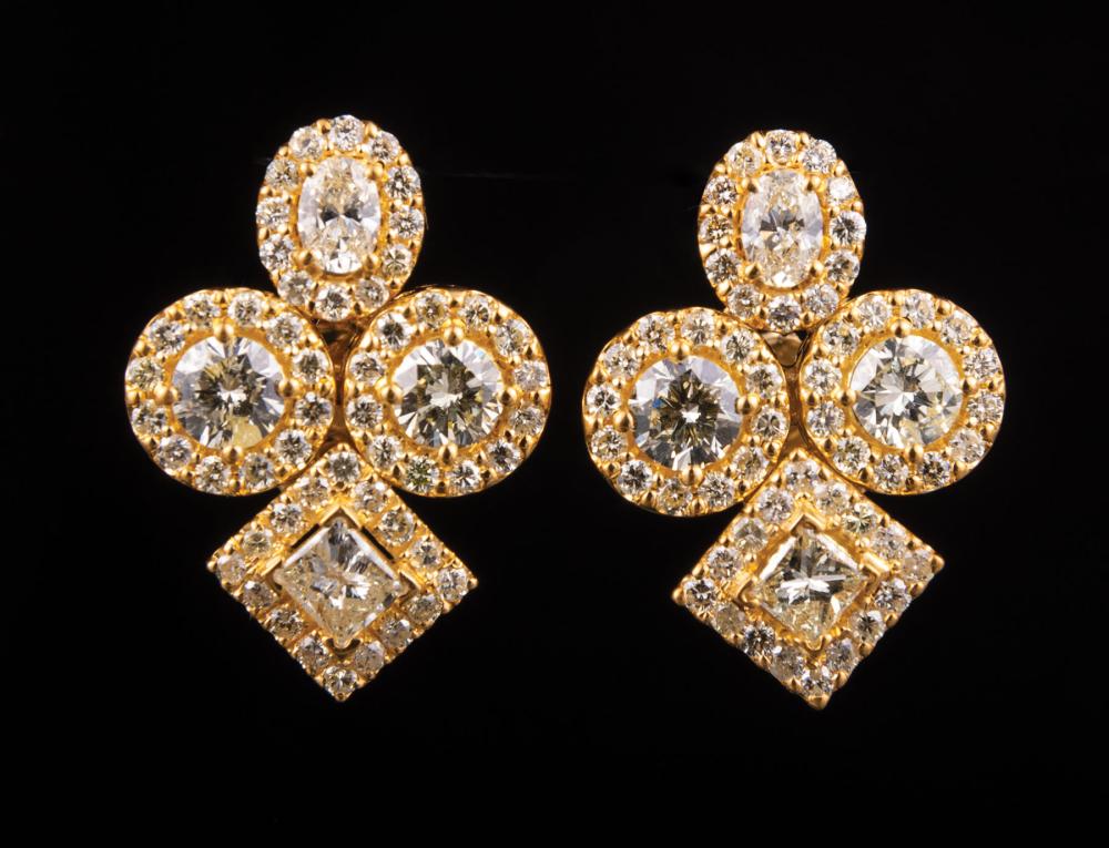 Appraisal: Pair of kt Yellow Gold and Diamond Earrings bezel set