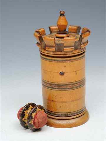 Appraisal: A TREEN INKWELL in the form of a castle with