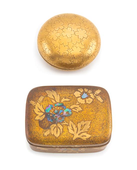 Appraisal: Sale Lot Two Small Gilt Lacquer Covered Boxes th century