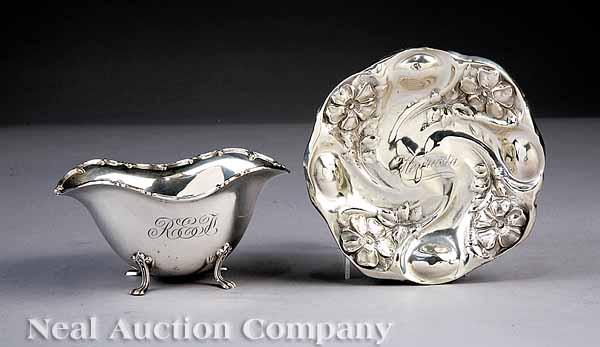 Appraisal: An American Art Nouveau Sterling Silver Pin Tray floral decorated