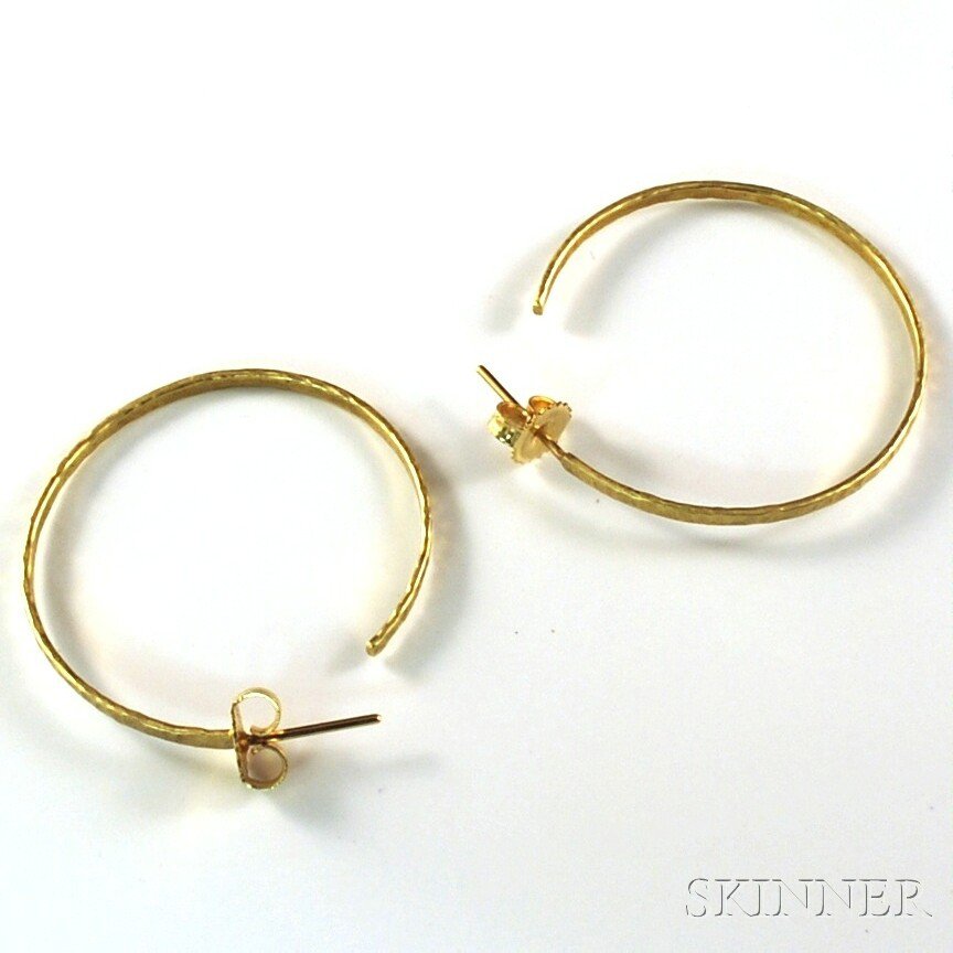 Appraisal: kt Gold Hoop Earrings with hammered surface dwt lg in