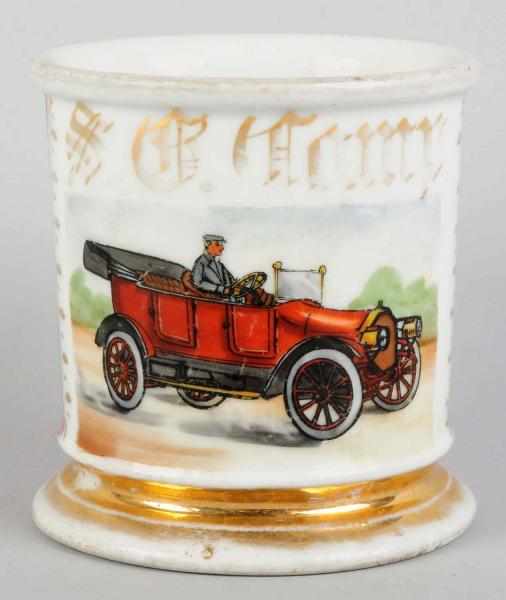 Appraisal: Open Air Automobile Shaving Mug Gilt name S R Camp