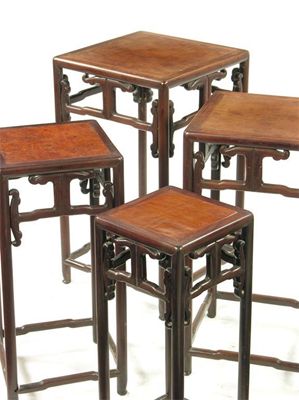 Appraisal: A quartetto nest of Chinese hardwood square tables with inset