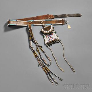 Appraisal: Sioux Beaded Commercial Leather Belt Set c late th century