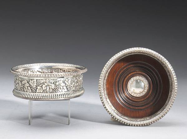 Appraisal: A Scottish George IV silver and wood pair of wine