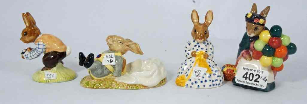 Appraisal: Royal Doulton Bunnykins figures Freefall DB Old Balloon Seller DB