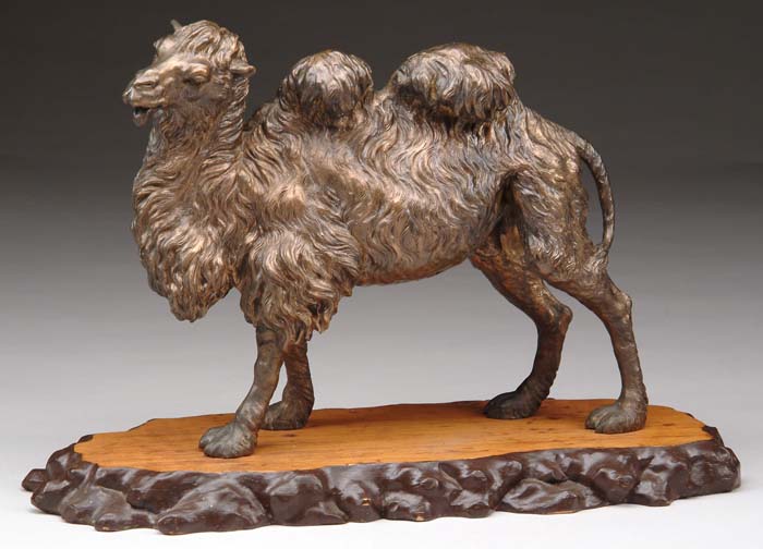 Appraisal: SIGNED Chinese th Century CAMEL Bronze sculpture of a standing