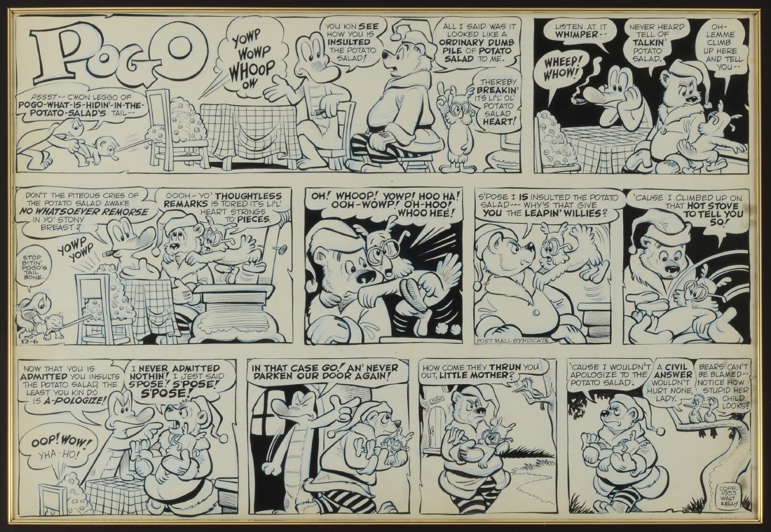 Appraisal: KELLY Walt American - Original Sunday cartoon strip pen ink