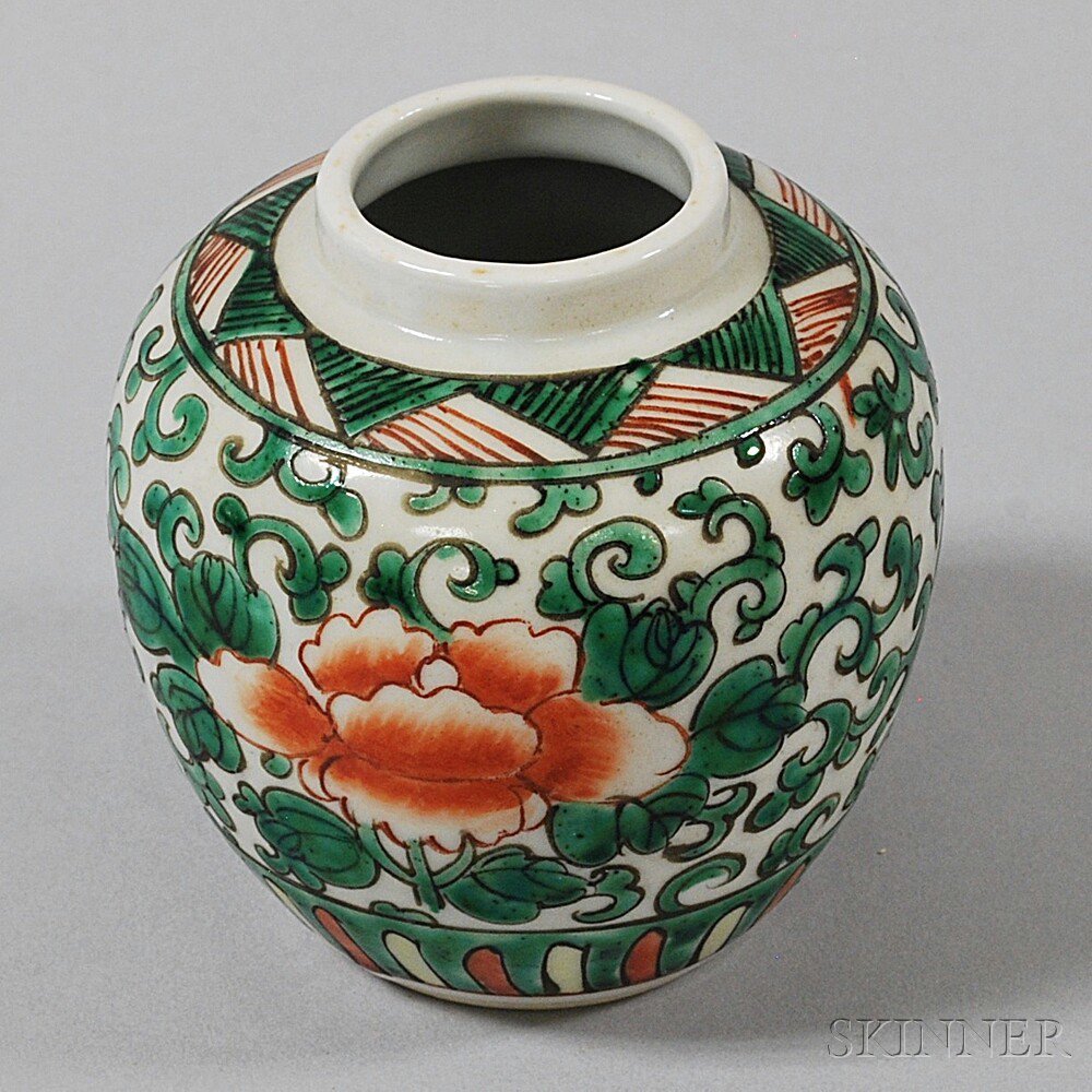 Appraisal: Small Ginger Jar China decorated with floral and foliate designs