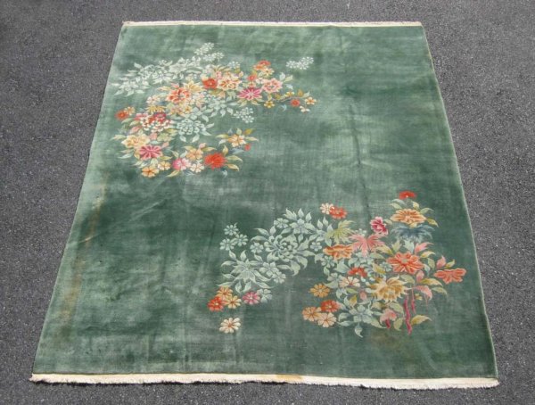 Appraisal: Chinese room size rug in light green with floral design