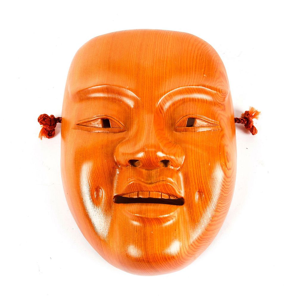 Appraisal: JAPANESE WOODEN WALL MASK Lightweight wood wall mask with pleasant