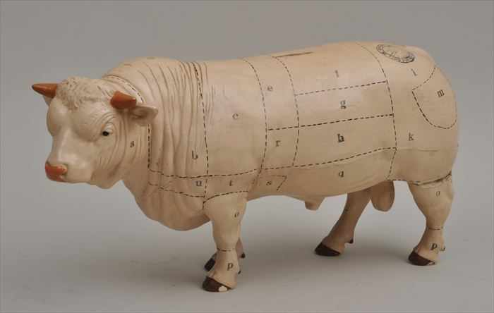 Appraisal: GERMAN BUTCHER'S SHOP BULL MODEL With rondel Geschutz and letters