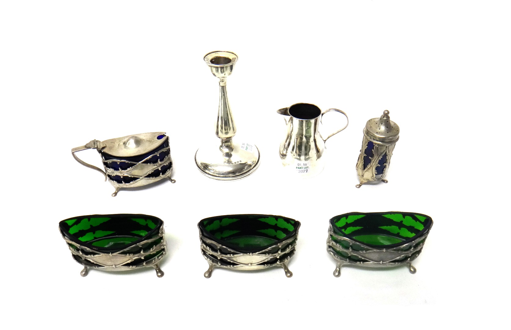 Appraisal: Silver and silver mounted wares comprising three boat shaped salts