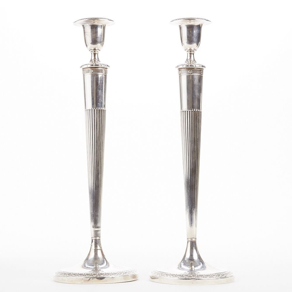 Appraisal: Pair of Sterling Silver Candlesticks A pair of sterling silver