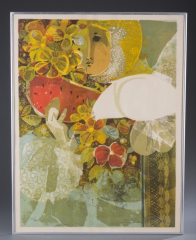 Appraisal: Signed Alvar Sunol Lithograph Titled Escondido detras de la Primavera