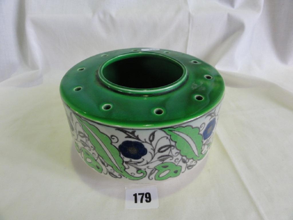 Appraisal: A Royal Doulton posy holder with blue and green leaf