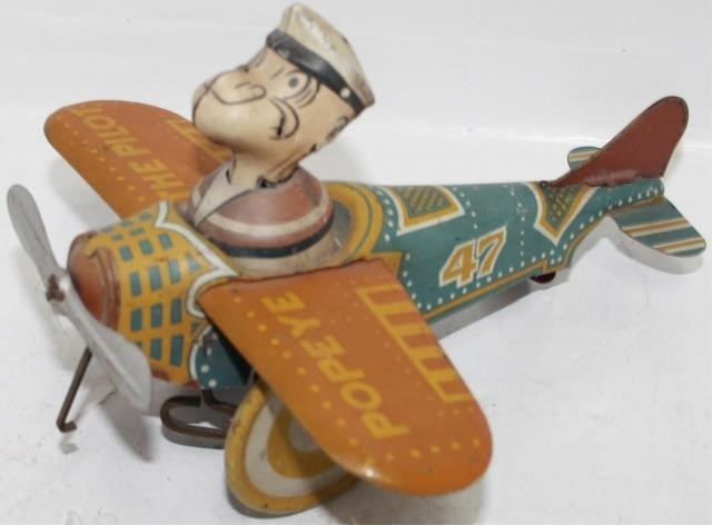 Appraisal: CA MARX TIN LITHOGRAPH WIND-UP TOY POPEYETHE PILOT WORKS INTERMITTENTLY