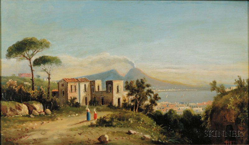 Appraisal: Edward Angelo Goodall British - Neapolitan View with Distant Volcano