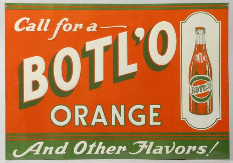 Appraisal: Embossd Tin Botl'O Orange Soda Sign Description Nice image of