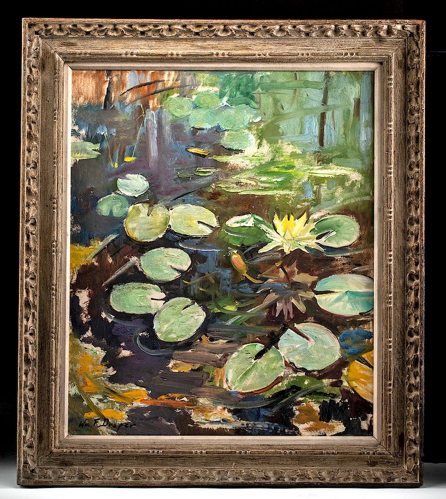 Appraisal: Signed Framed William Draper Painting - Water Lilies William Franklin