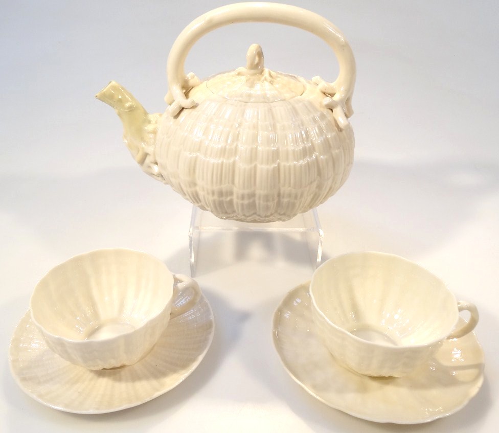 Appraisal: A Belleek Fine Parian china Limpet teapot kettle with bark